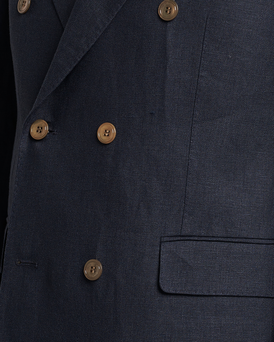 Herren | Sakkos | Oscar Jacobson | Farris Double Breasted Linen Blazer Navy
