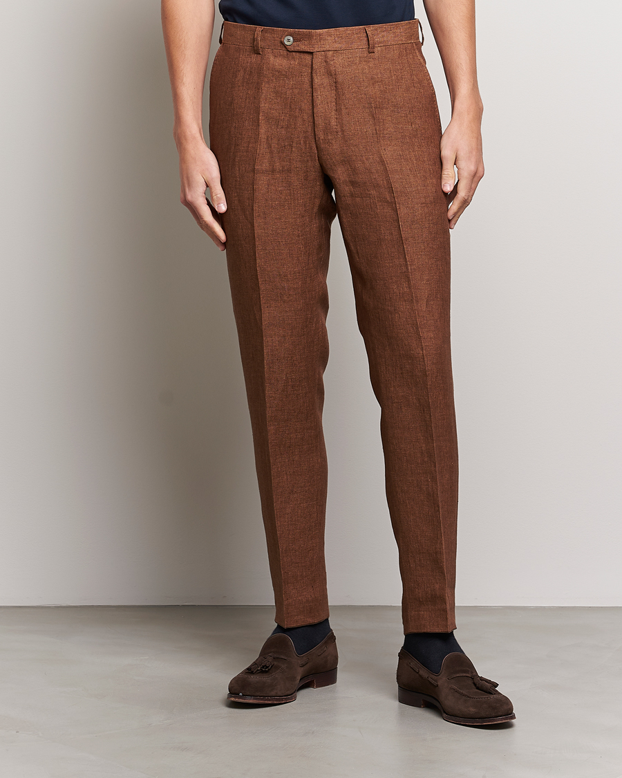 Herren |  | Oscar Jacobson | Denz Linen Trousers Brown