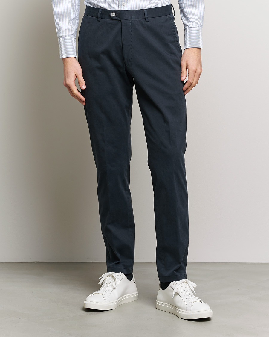 Herren | Chinos | Oscar Jacobson | Denz Casual Cotton Trousers Navy