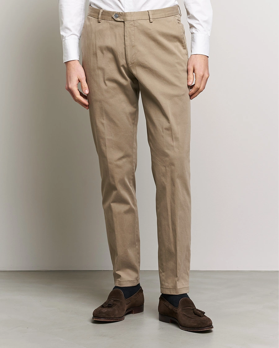 Herren |  | Oscar Jacobson | Denz Casual Cotton Trousers Beige