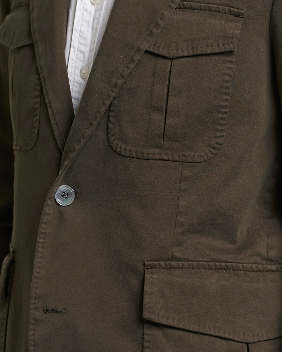 Herren | Sakkos | Oscar Jacobson | Friso Cotton Safari Blazer Dark Green