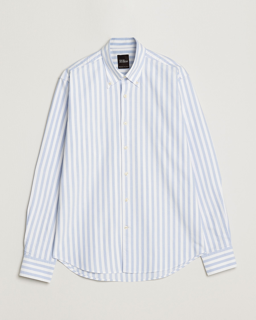 Herren | Hemden | Oscar Jacobson | Regular Fit Button Down Striped Oxford Shirt Blue