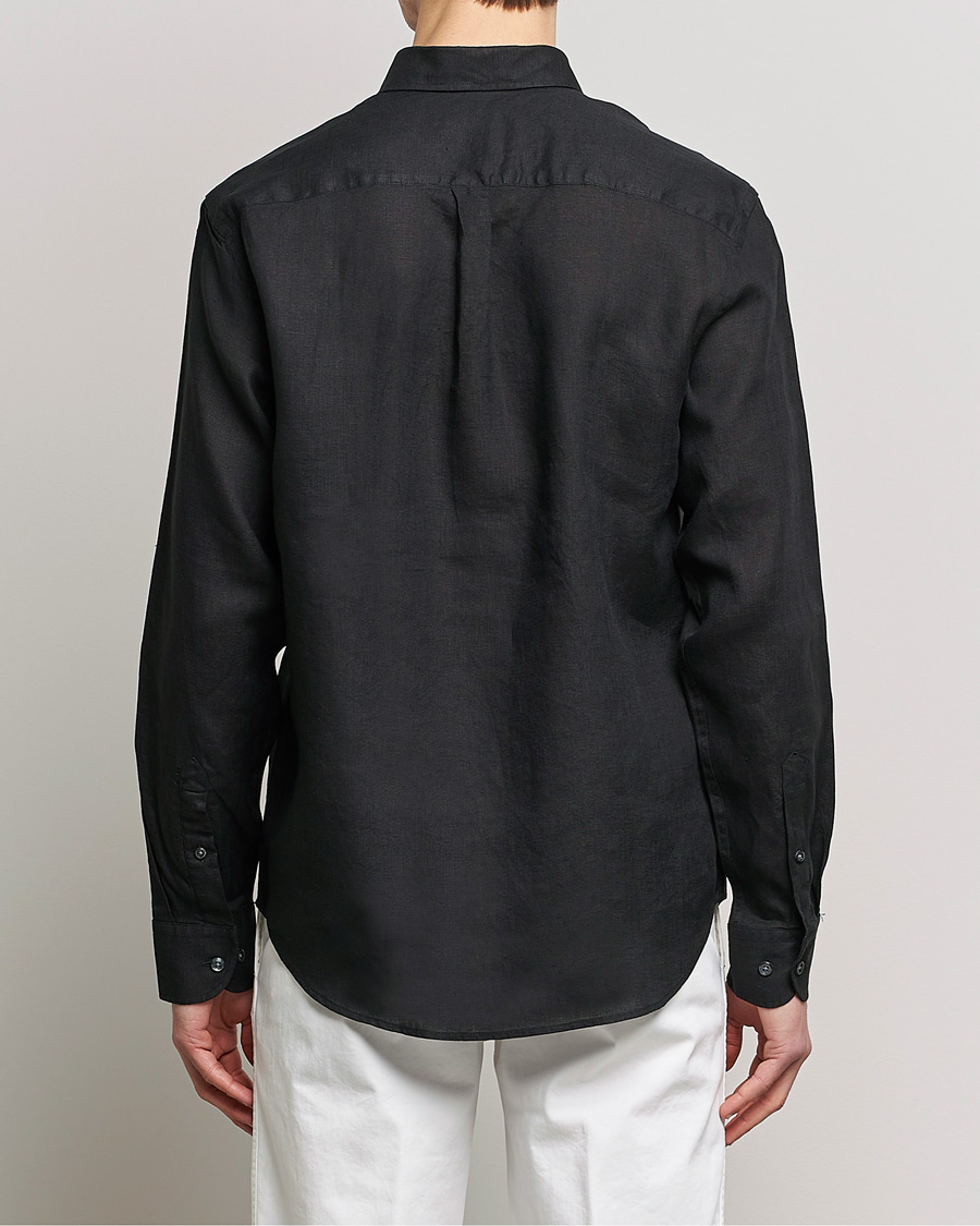 Herren | Hemden | Oscar Jacobson | Regular Fit Button Down Linen Shirt Black