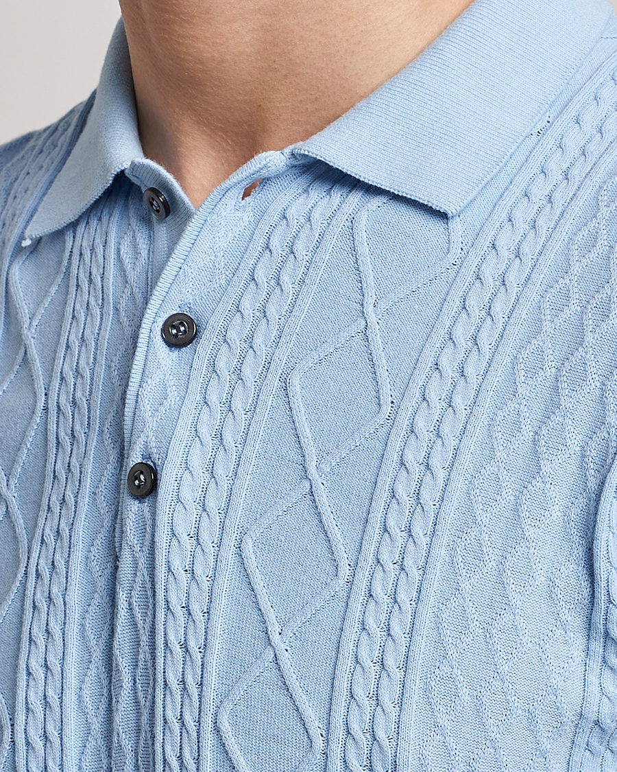 Herren | Poloshirts | Oscar Jacobson | Bard Short Sleeve Structured Cotton Polo Light Blue