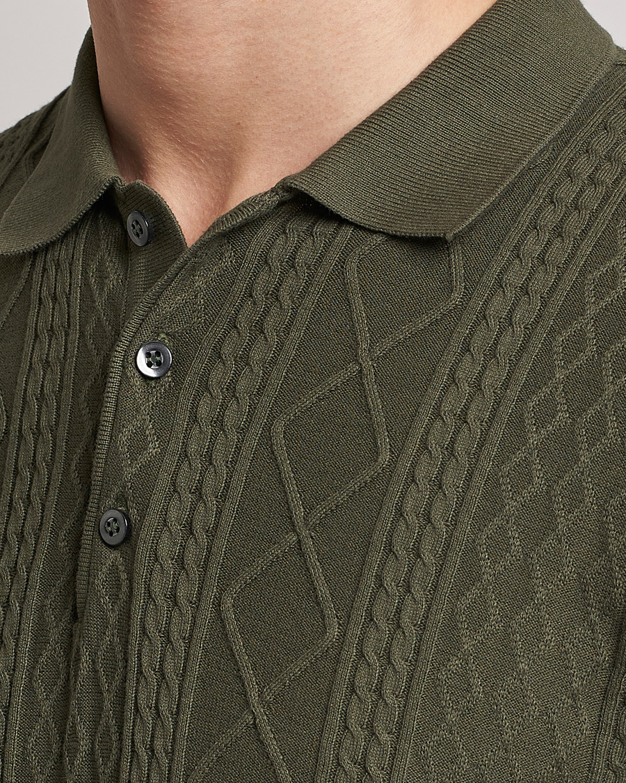 Herren | Poloshirts | Oscar Jacobson | Bard Short Sleeve Structured Cotton Polo Olive