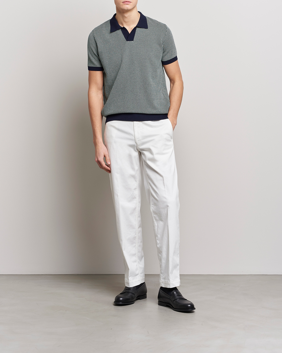 Herren | Poloshirts | Oscar Jacobson | Dalius Cotton Woven Structure Cotton Polo Green