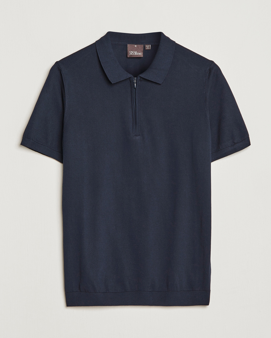Herren | Poloshirts | Oscar Jacobson | Otto Short Sleeve Zip Polo Navy