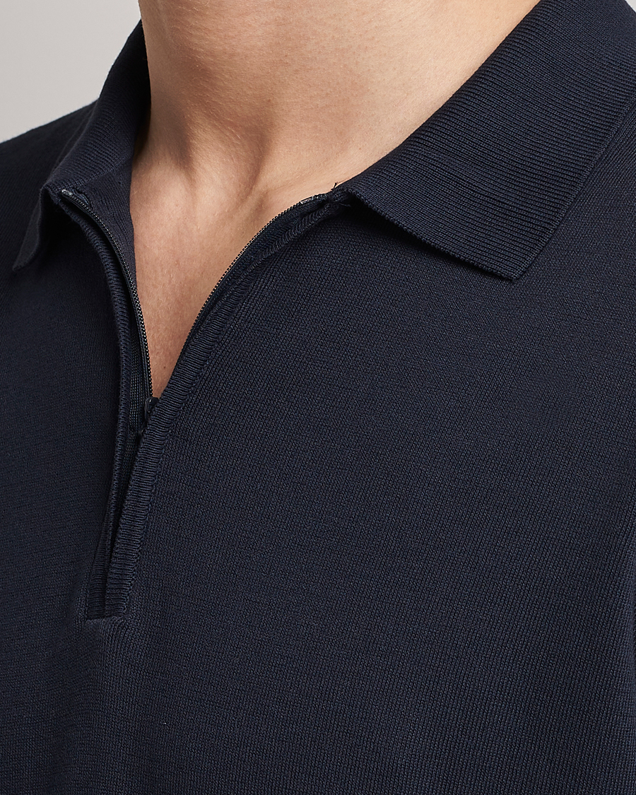 Herren | Poloshirts | Oscar Jacobson | Otto Short Sleeve Zip Polo Navy