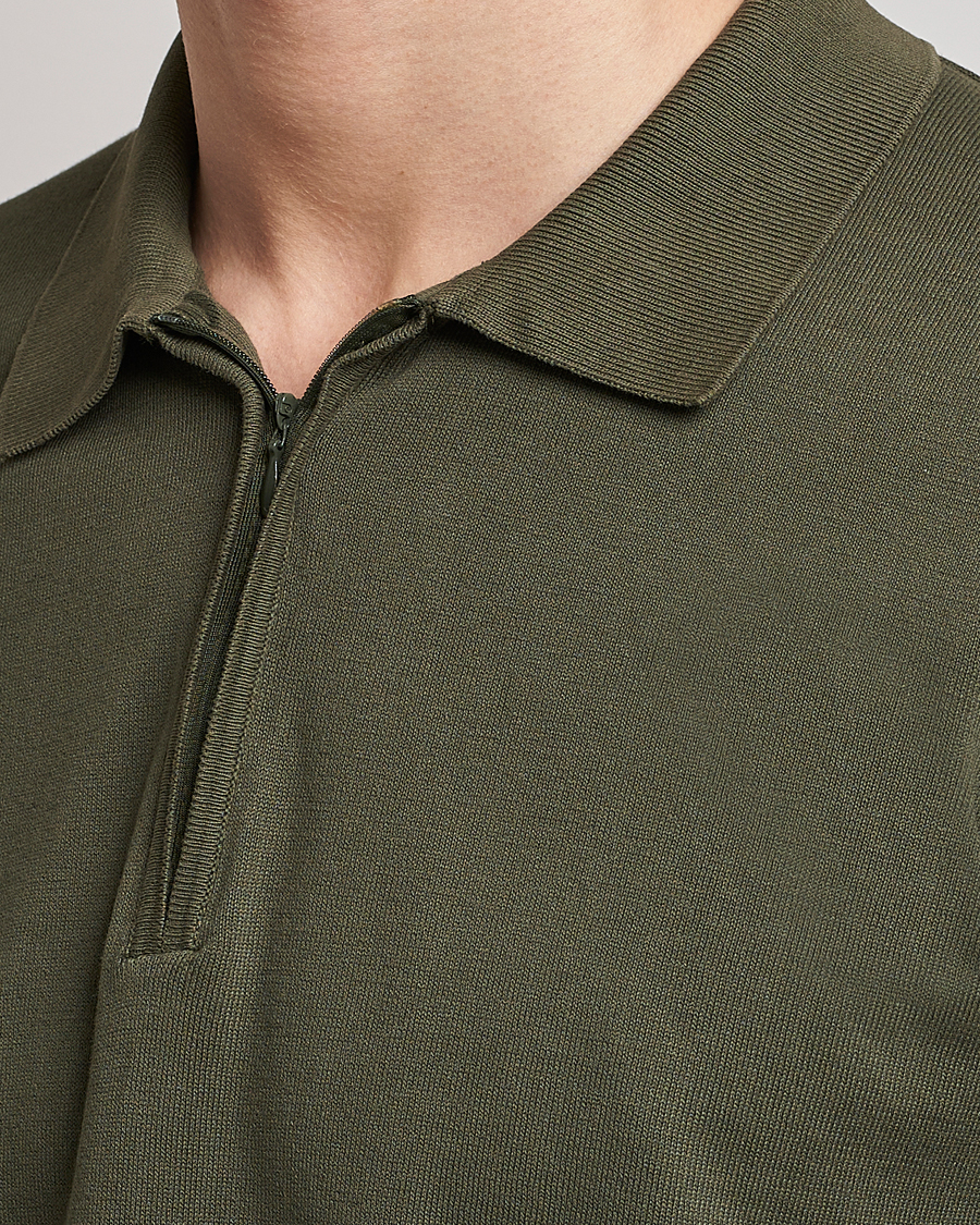 Herren | Poloshirts | Oscar Jacobson | Otto Short Sleeve Zip Polo Olive