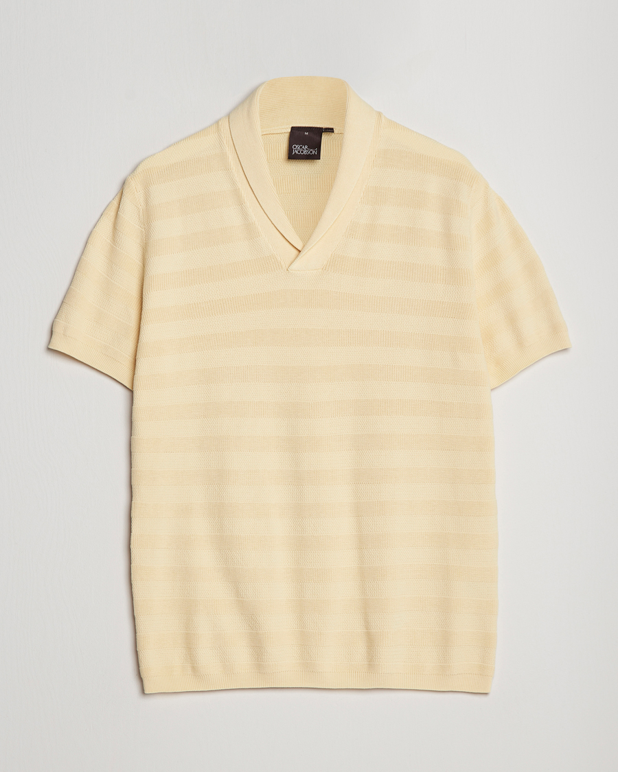 Herren | Poloshirts | Oscar Jacobson | Rolle Garment Dye Structured Cotton Polo Yellow