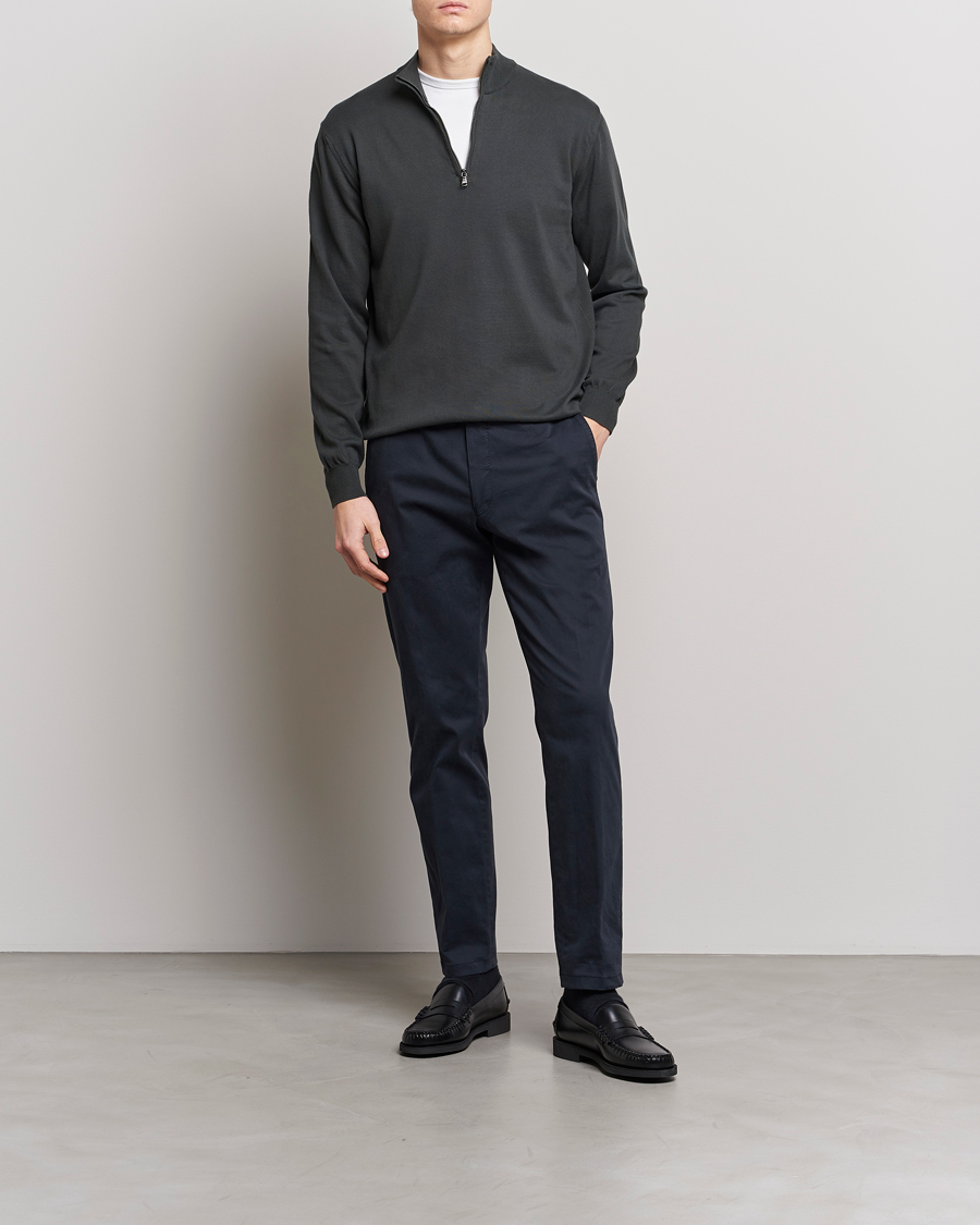 Herren | Pullover | Oscar Jacobson | Pat Cotton Half Zip Green