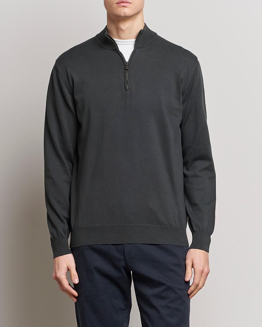 Herren | Pullover | Oscar Jacobson | Pat Cotton Half Zip Green