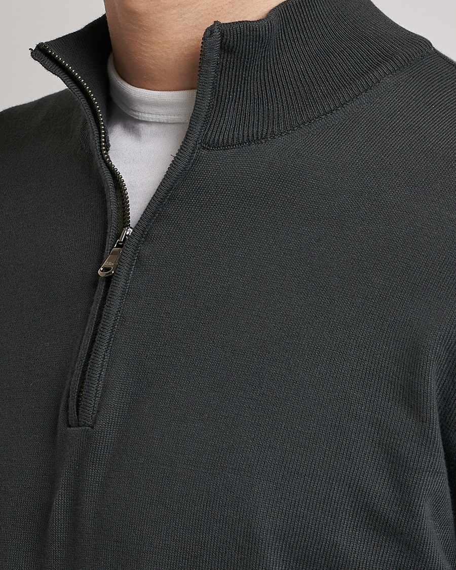 Herren | Pullover | Oscar Jacobson | Pat Cotton Half Zip Green