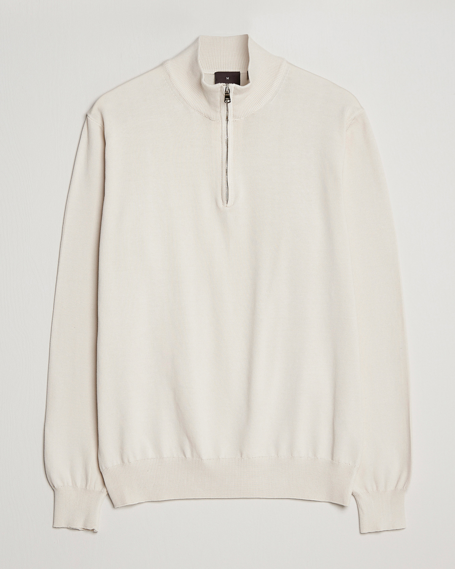 Herren | Pullover | Oscar Jacobson | Pat Cotton Half Zip Off White