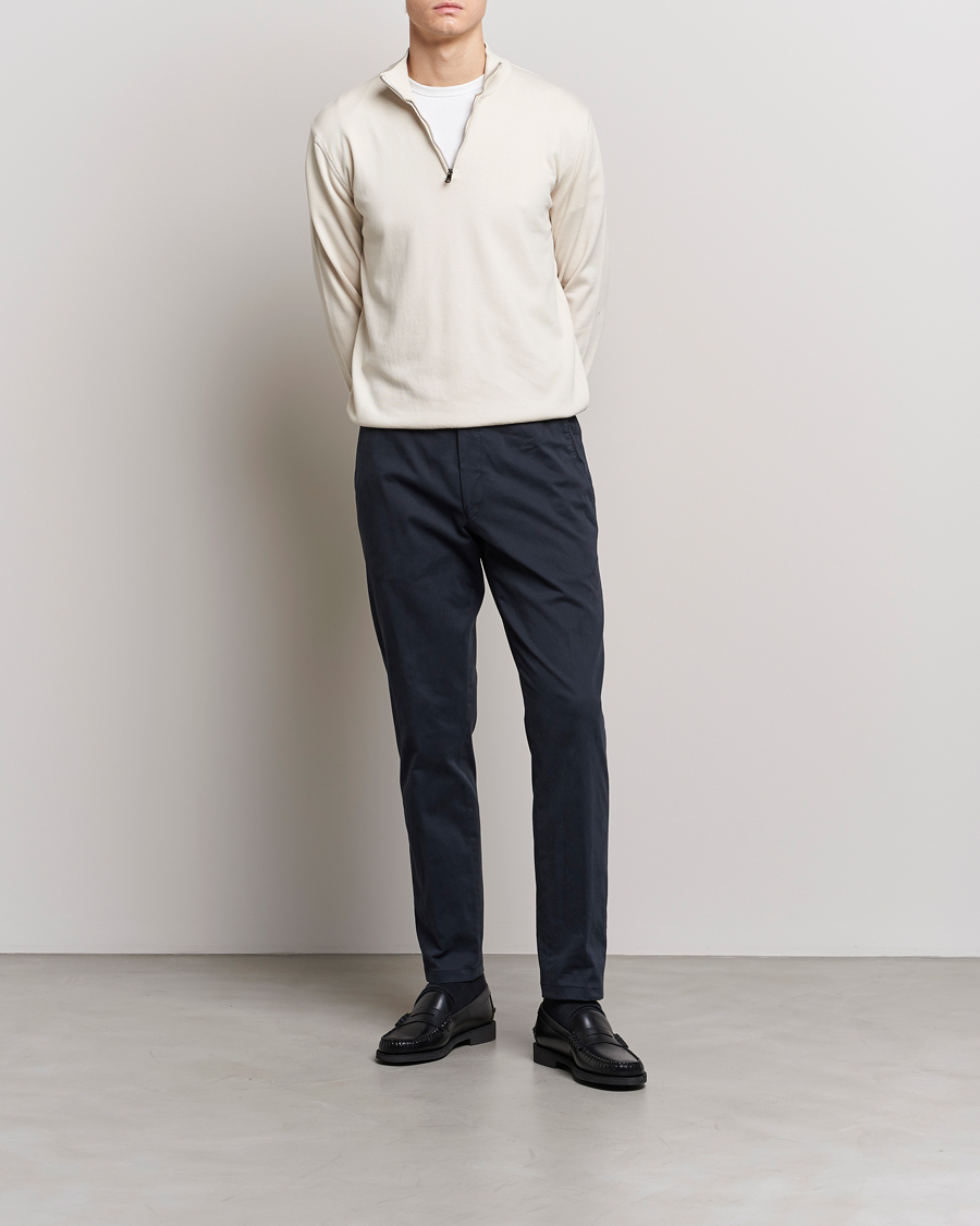 Herren | Pullover | Oscar Jacobson | Pat Cotton Half Zip Off White