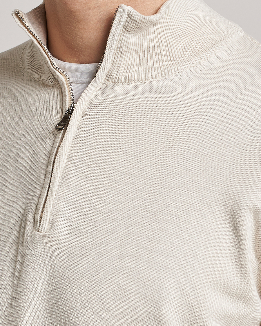 Herren | Pullover | Oscar Jacobson | Pat Cotton Half Zip Off White