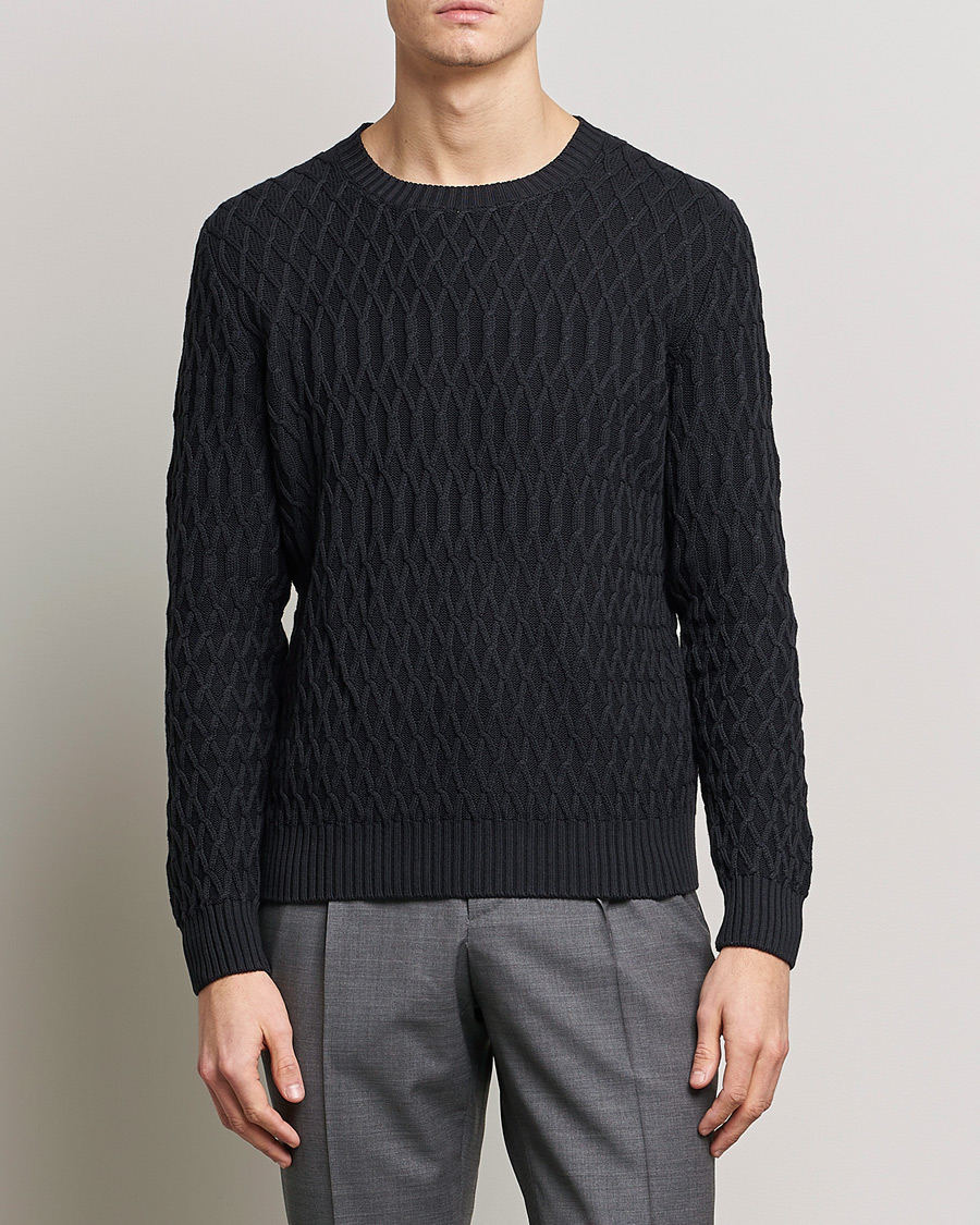 Herren | | Oscar Jacobson | Cotton Fisherman Sweatshirt Navy