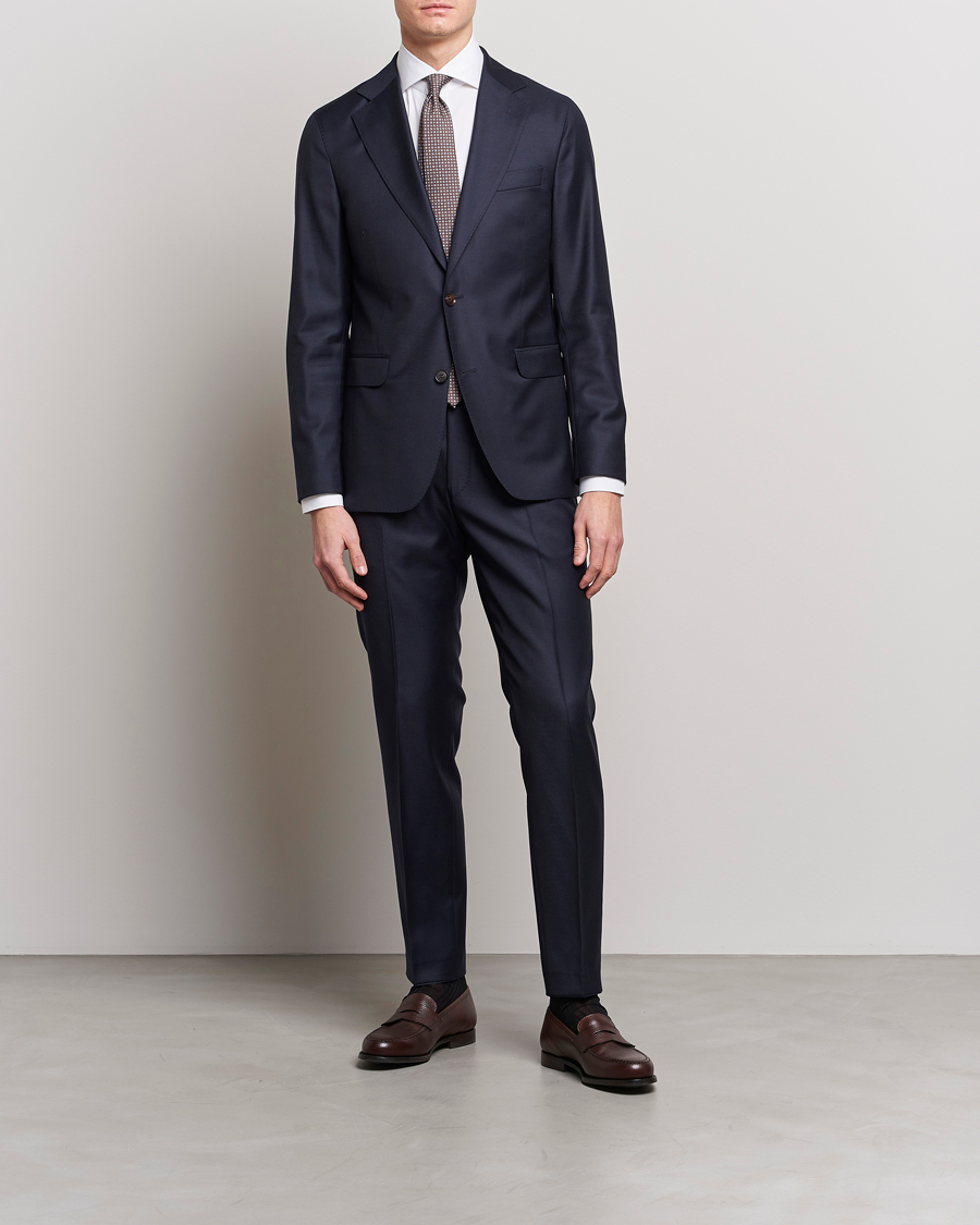 Herren | Business & Beyond | Oscar Jacobson | Ego Loro Piana Zelander Merino Wool Suit Navy