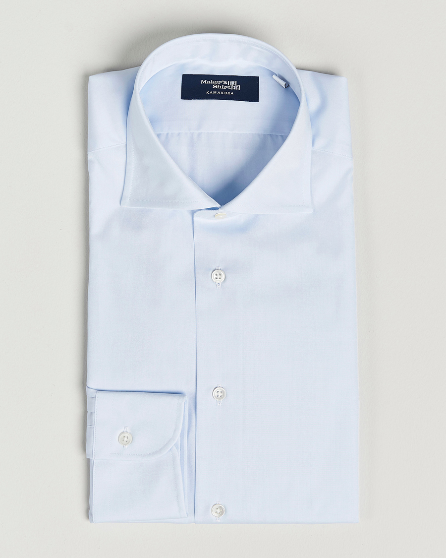 Herren | Hemden | Kamakura Shirts | Slim Fit Broadcloth Shirt Light Blue