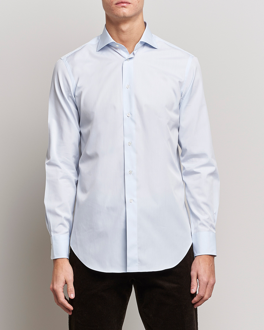 Herren | Cocktail | Kamakura Shirts | Slim Fit Broadcloth Shirt Light Blue