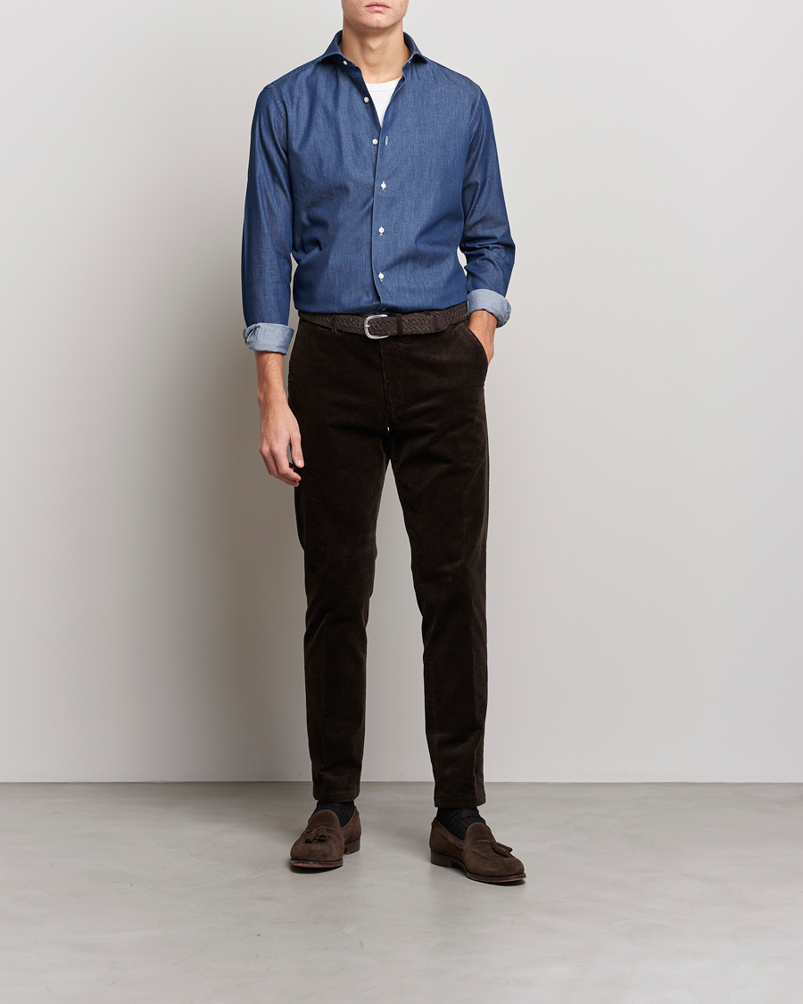 Herren | Hemden | Kamakura Shirts | Slim Fit Denim Shirt Dark Indigo