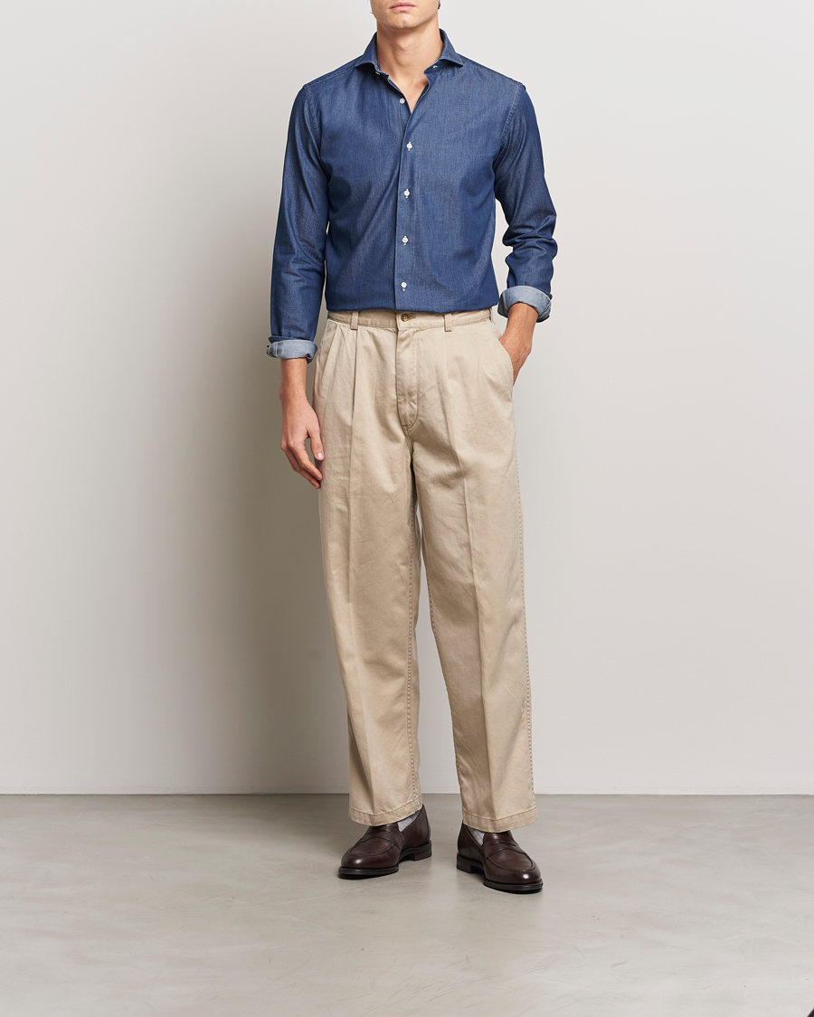 Herren | Hemden | Kamakura Shirts | Slim Fit Denim Shirt Dark Indigo