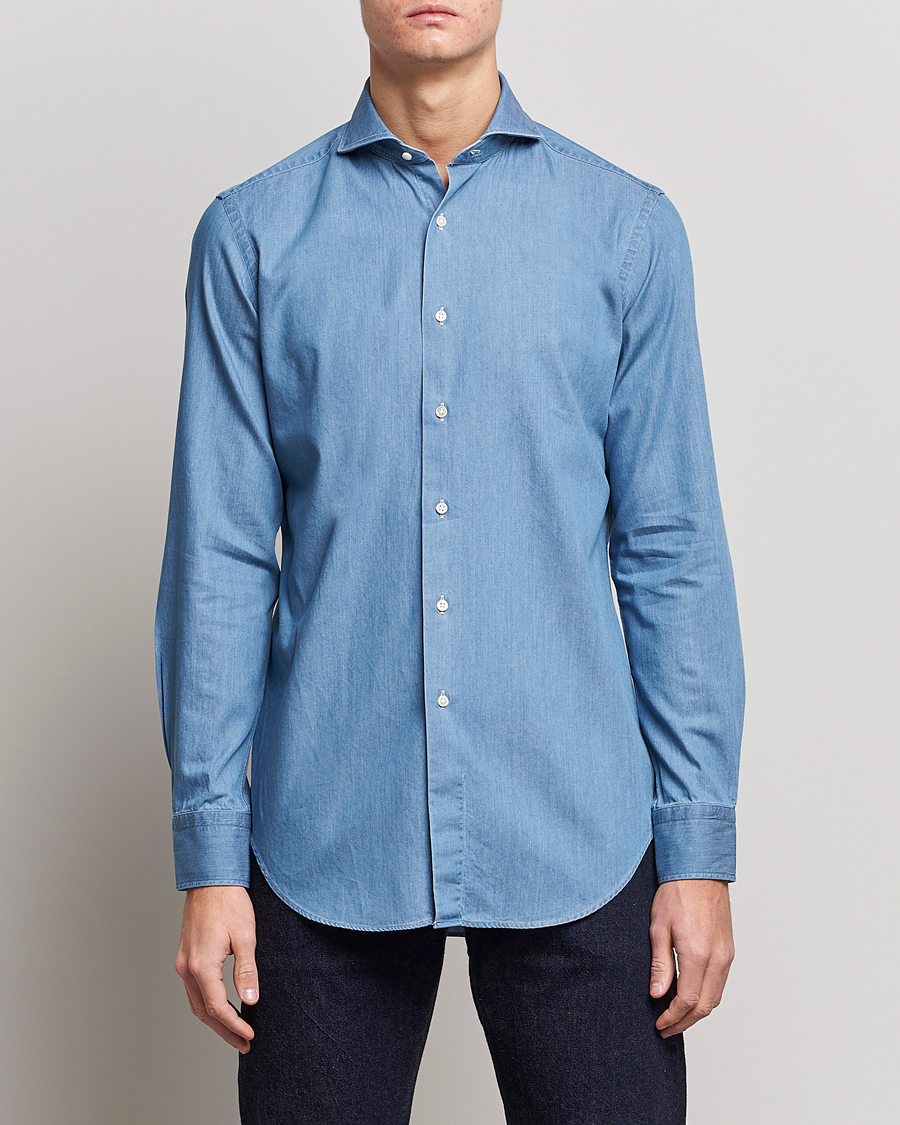 Herren |  | Kamakura Shirts | Slim Fit Denim Shirt Light Indigo