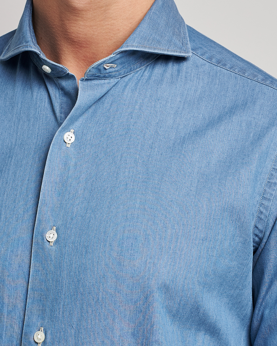 Herren | Hemden | Kamakura Shirts | Slim Fit Denim Shirt Light Indigo