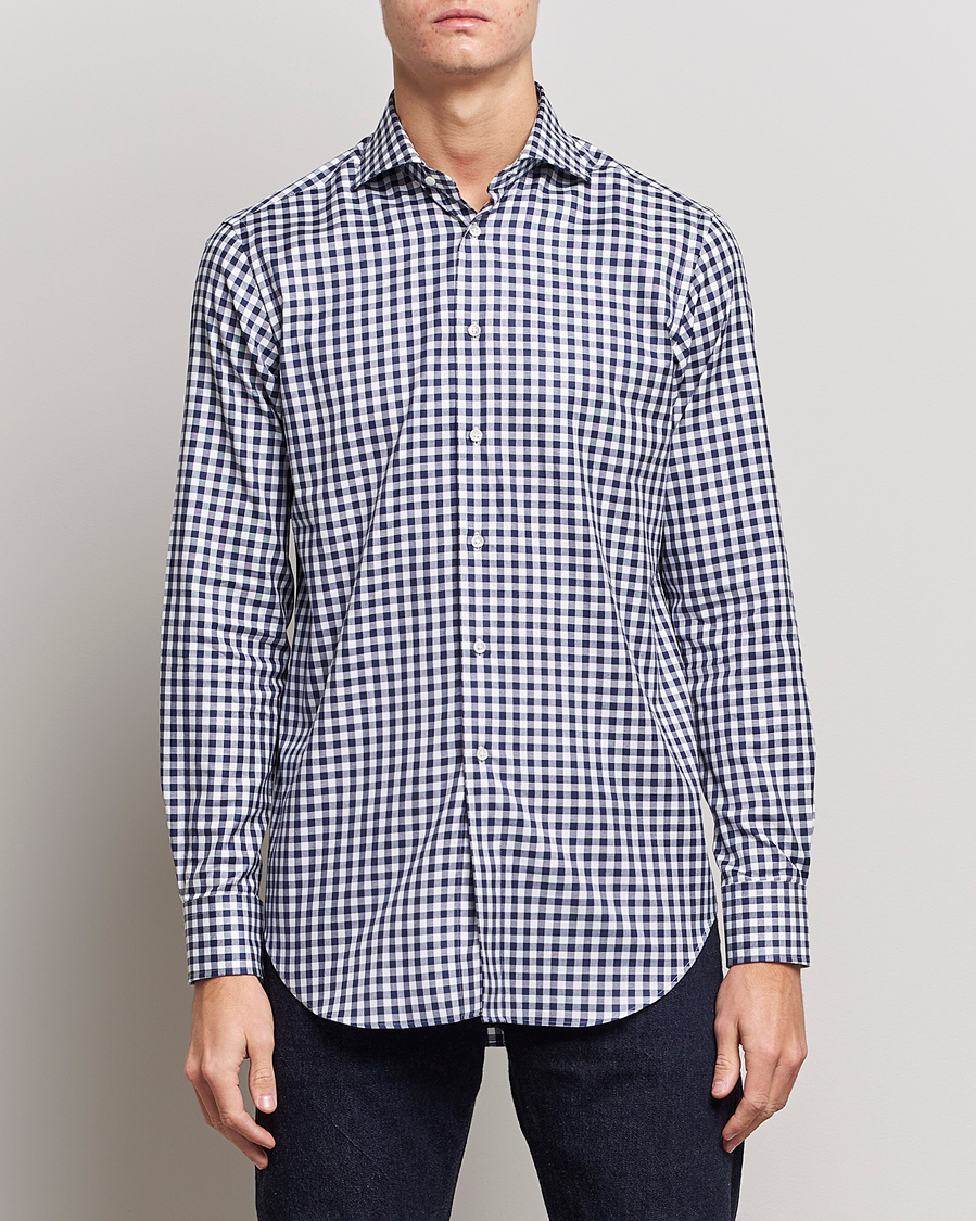 Herren |  | Kamakura Shirts | Slim Fit Gingham Shirt Navy