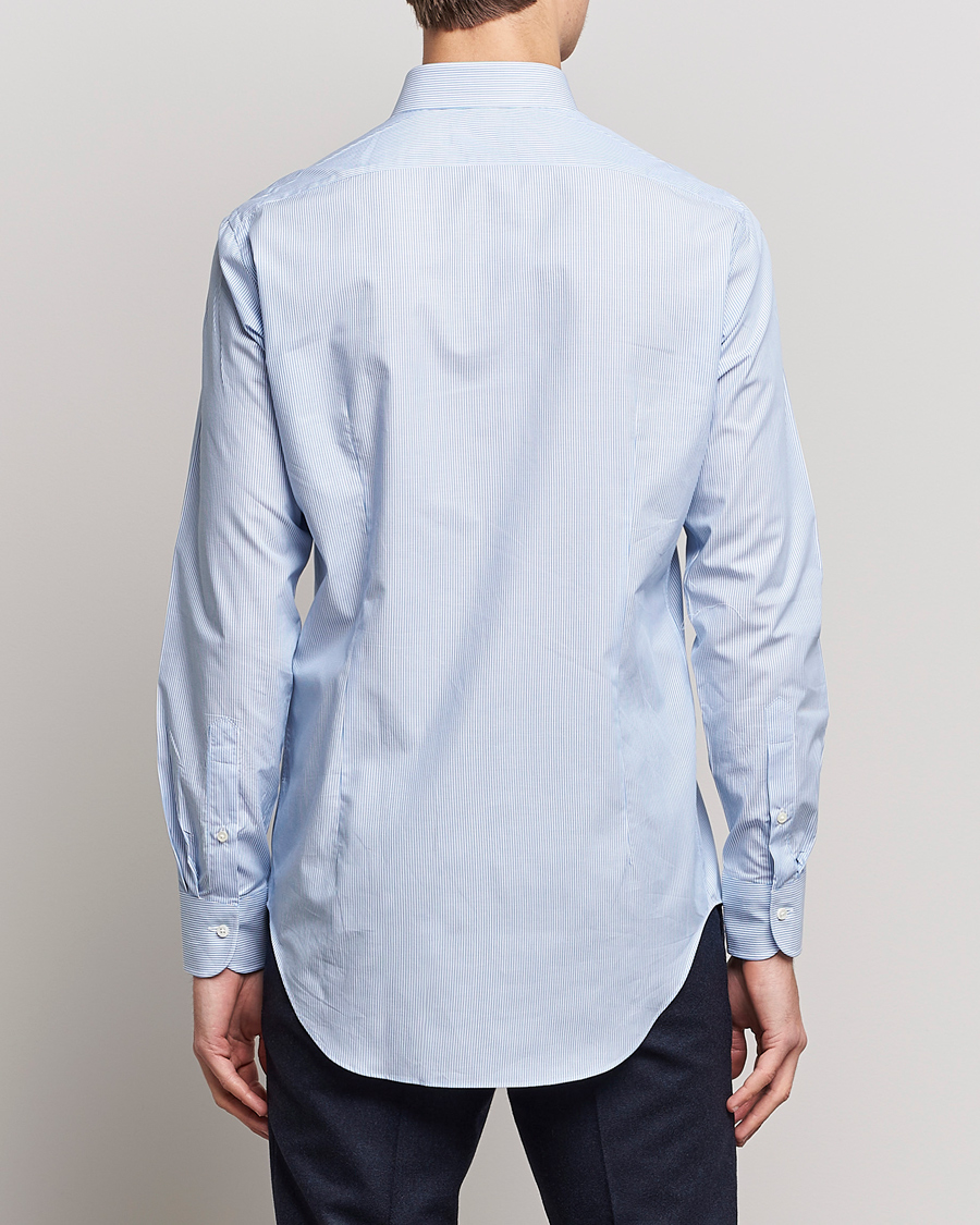 Herren | Hemden | Kamakura Shirts | Slim Fit Striped Broadcloth Shirt Light Blue