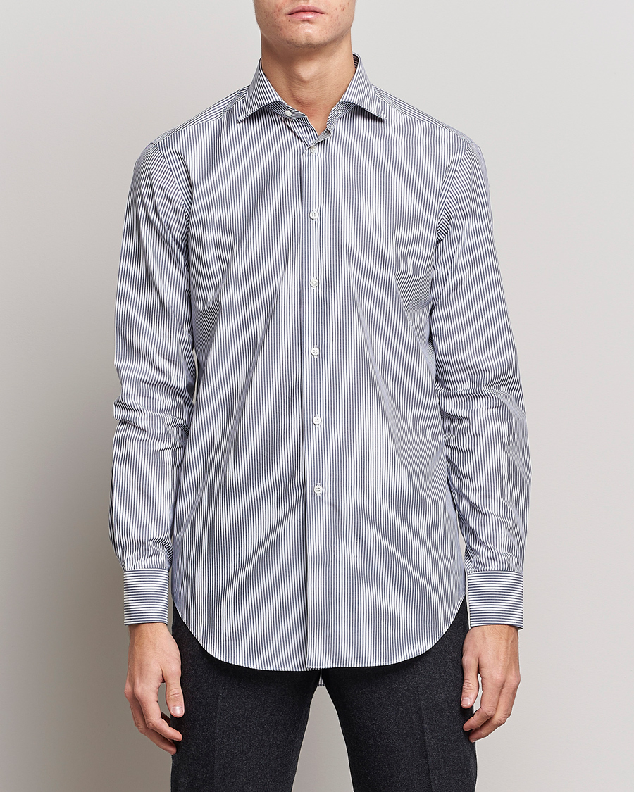 Herren | Businesshemden | Kamakura Shirts | Slim Fit Striped Broadcloth Shirt Navy