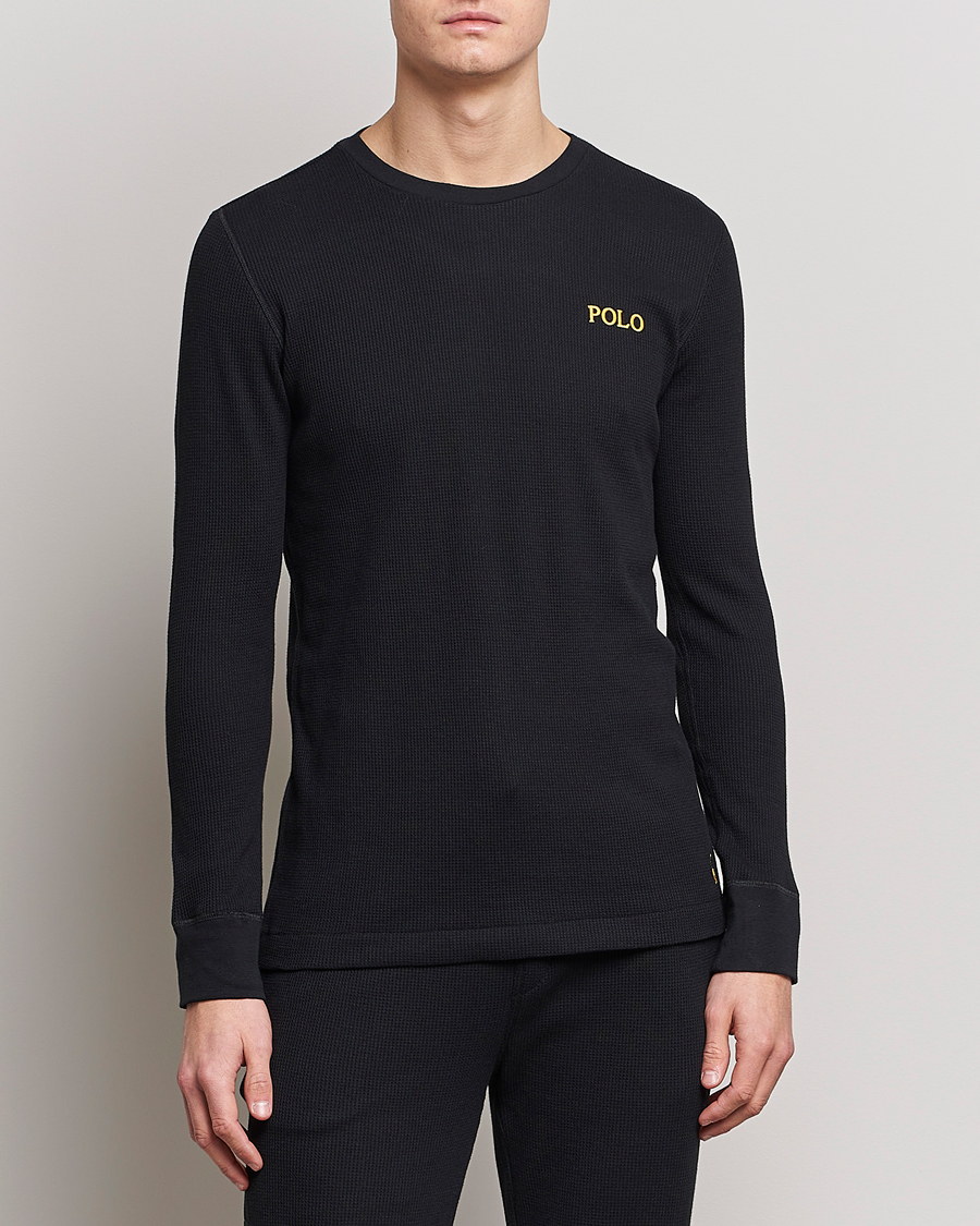 Herren | Langarm T-Shirt | Polo Ralph Lauren | Waffle Long Sleeve Crew Neck Black