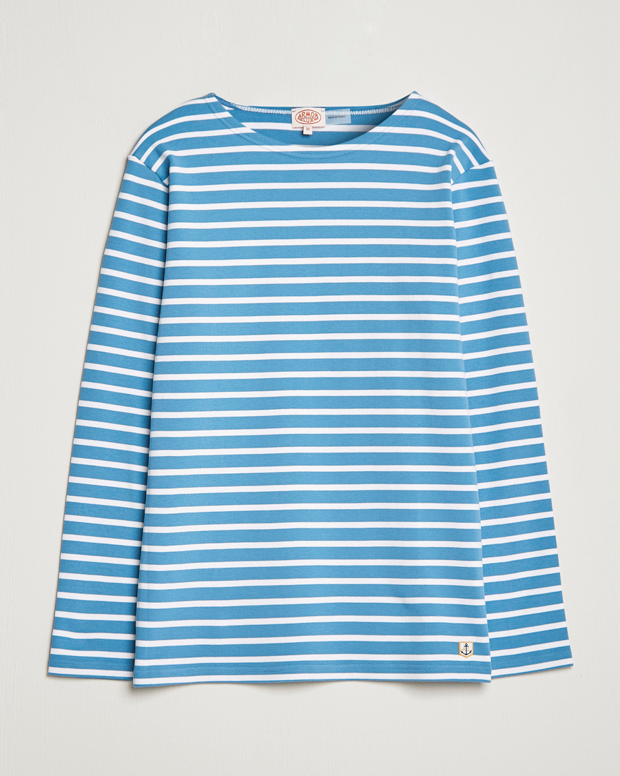 Herren | T-Shirts | Armor-lux | Houat Héritage Stripe Longsleeve T-shirt Blue/Blanc