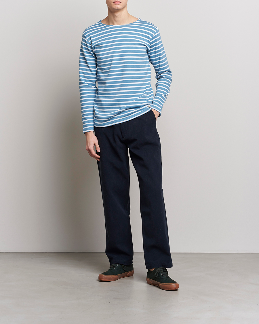 Herren | T-Shirts | Armor-lux | Houat Héritage Stripe Longsleeve T-shirt Blue/Blanc