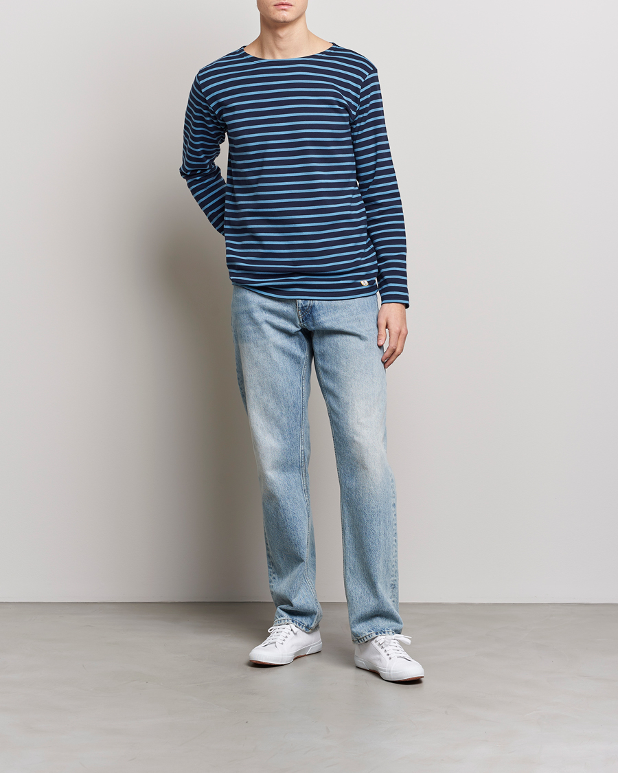 Herren | T-Shirts | Armor-lux | Houat Héritage Stripe Longsleeve T-shirt Marine Deep/St Lo