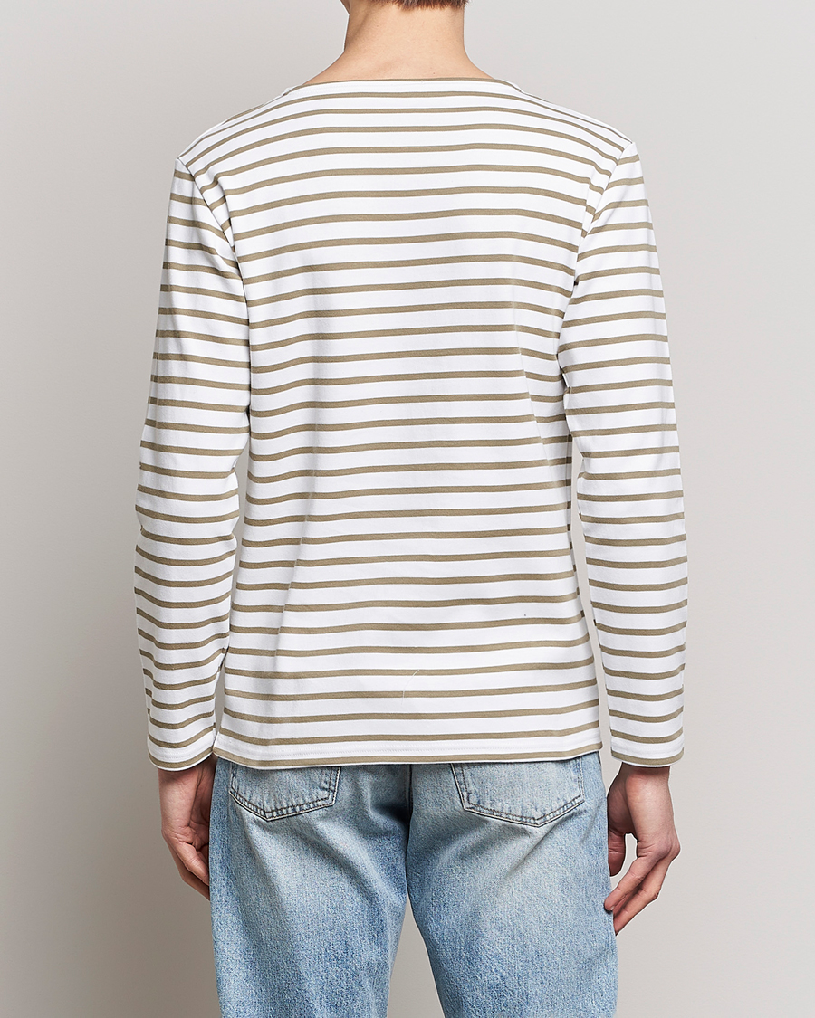 Herren | T-Shirts | Armor-lux | Houat Héritage Stripe Longsleeve T-shirt Blanc/Argile