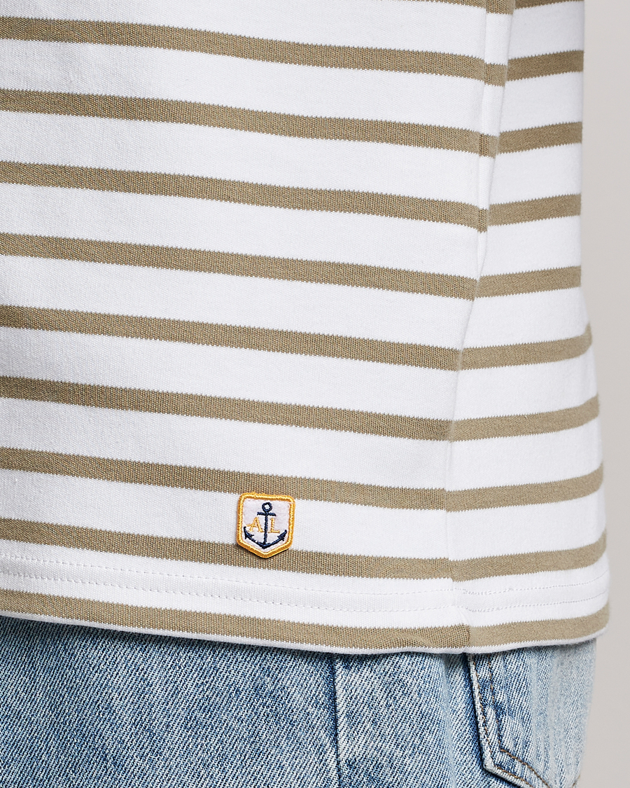 Herren | T-Shirts | Armor-lux | Houat Héritage Stripe Longsleeve T-shirt Blanc/Argile