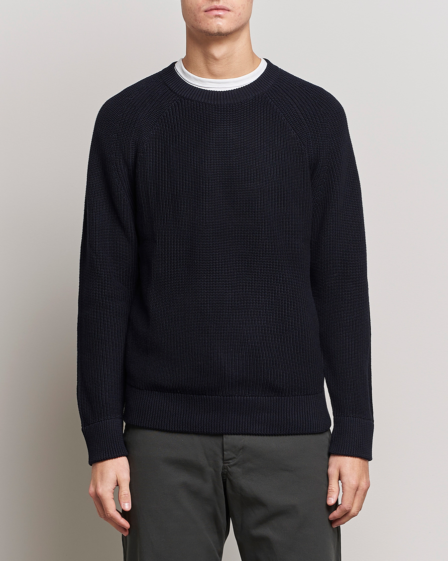 Herren | NN07 | NN07 | Jacobo Cotton Knitted Sweater Navy Blue