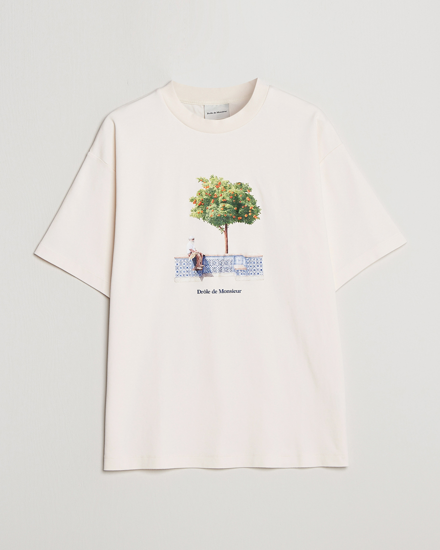 Herren | T-Shirts | Drôle de Monsieur | Oranger Print T-Shirt Off White