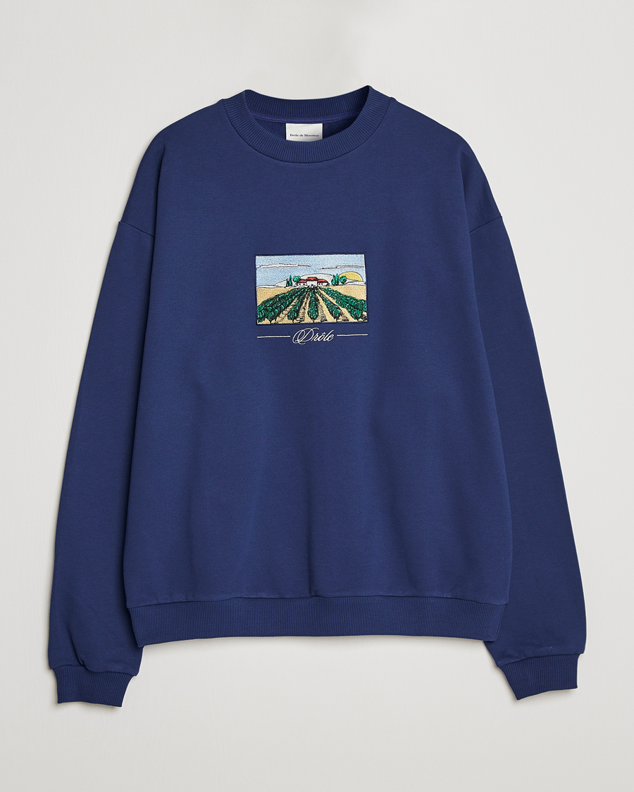 Herren | Pullover | Drôle de Monsieur | Vignes Embroidered Sweatshirt Navy
