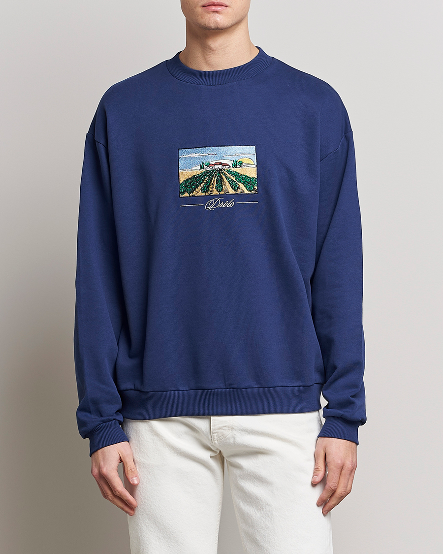 Herren | Pullover | Drôle de Monsieur | Vignes Embroidered Sweatshirt Navy