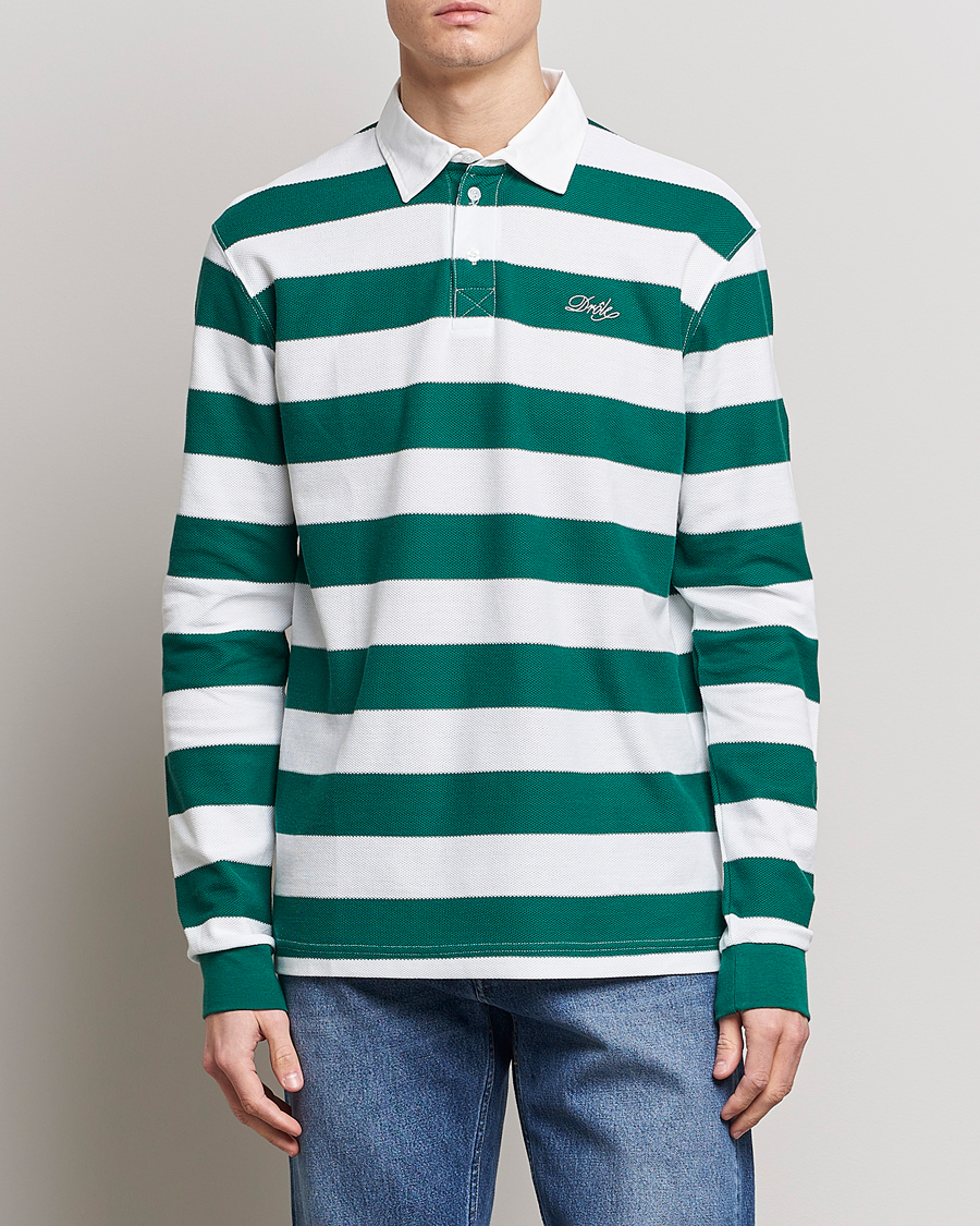 Herren | Aktuelle Marken | Drôle de Monsieur | Le Polo Striped Rugby Shirt White/Green