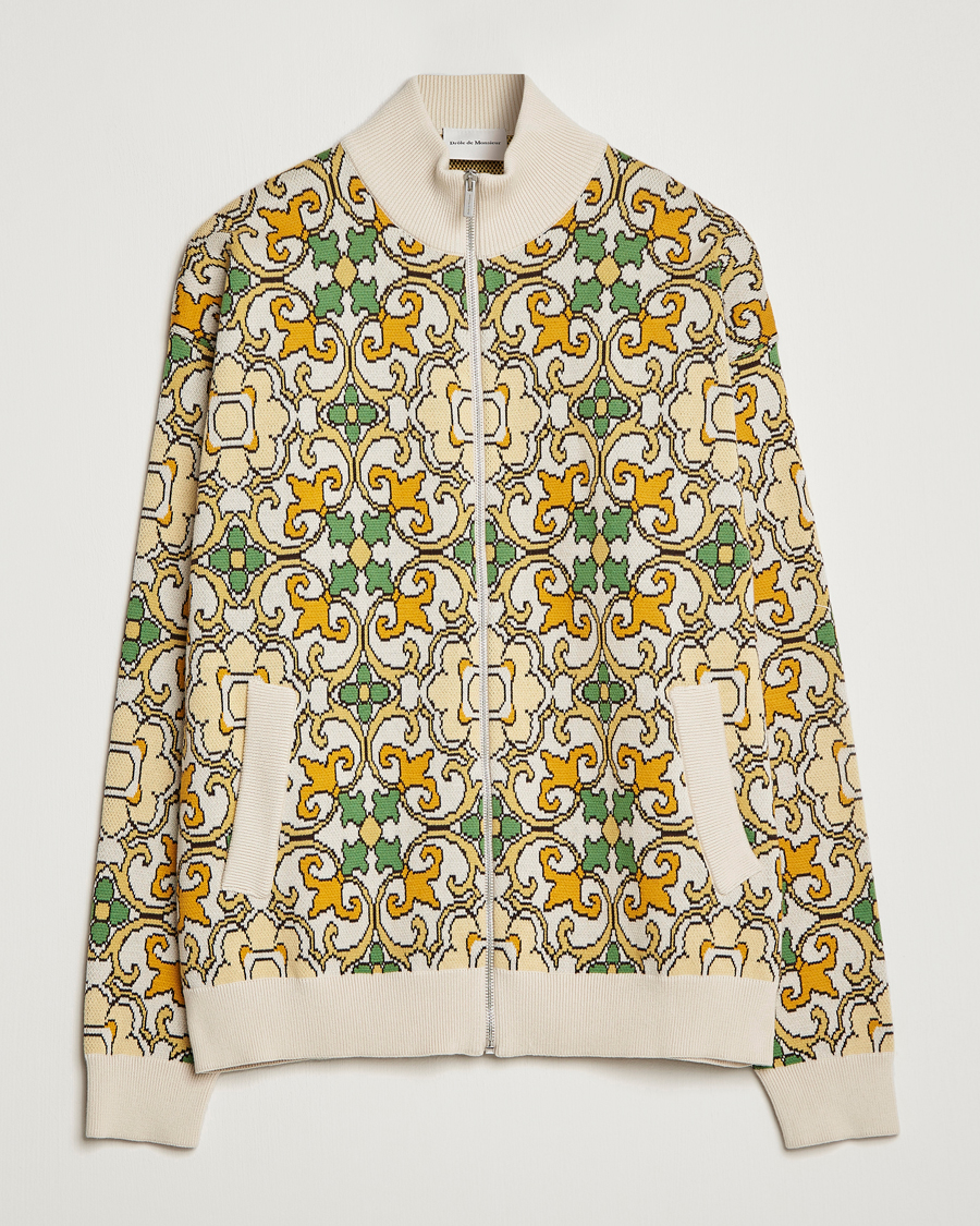 Herren | Jacken | Drôle de Monsieur | Jacquard Ornaments Zip Blouson Yellow/Green