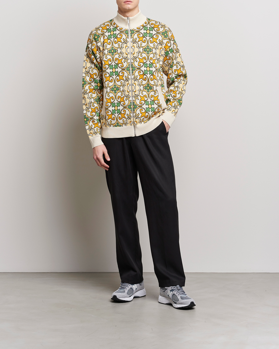 Herren | Jacken | Drôle de Monsieur | Jacquard Ornaments Zip Blouson Yellow/Green