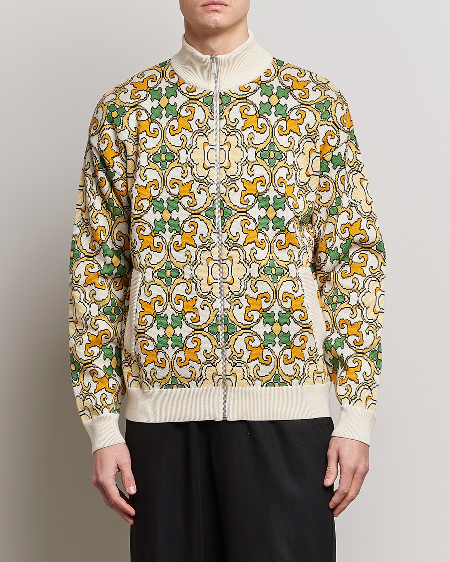 Herren |  | Drôle de Monsieur | Jacquard Ornaments Zip Blouson Yellow/Green