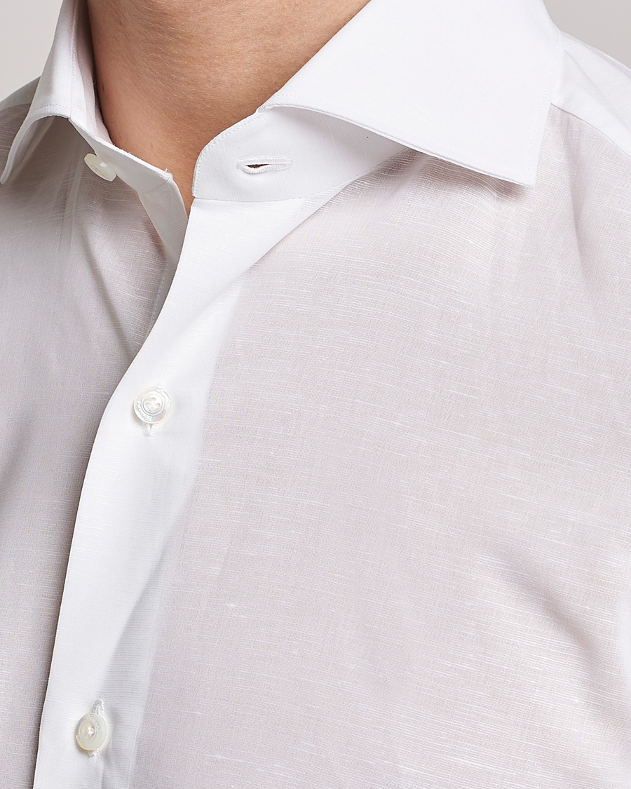 Herren | Hemden | Finamore Napoli | Milano Slim Linen Dress Shirt White