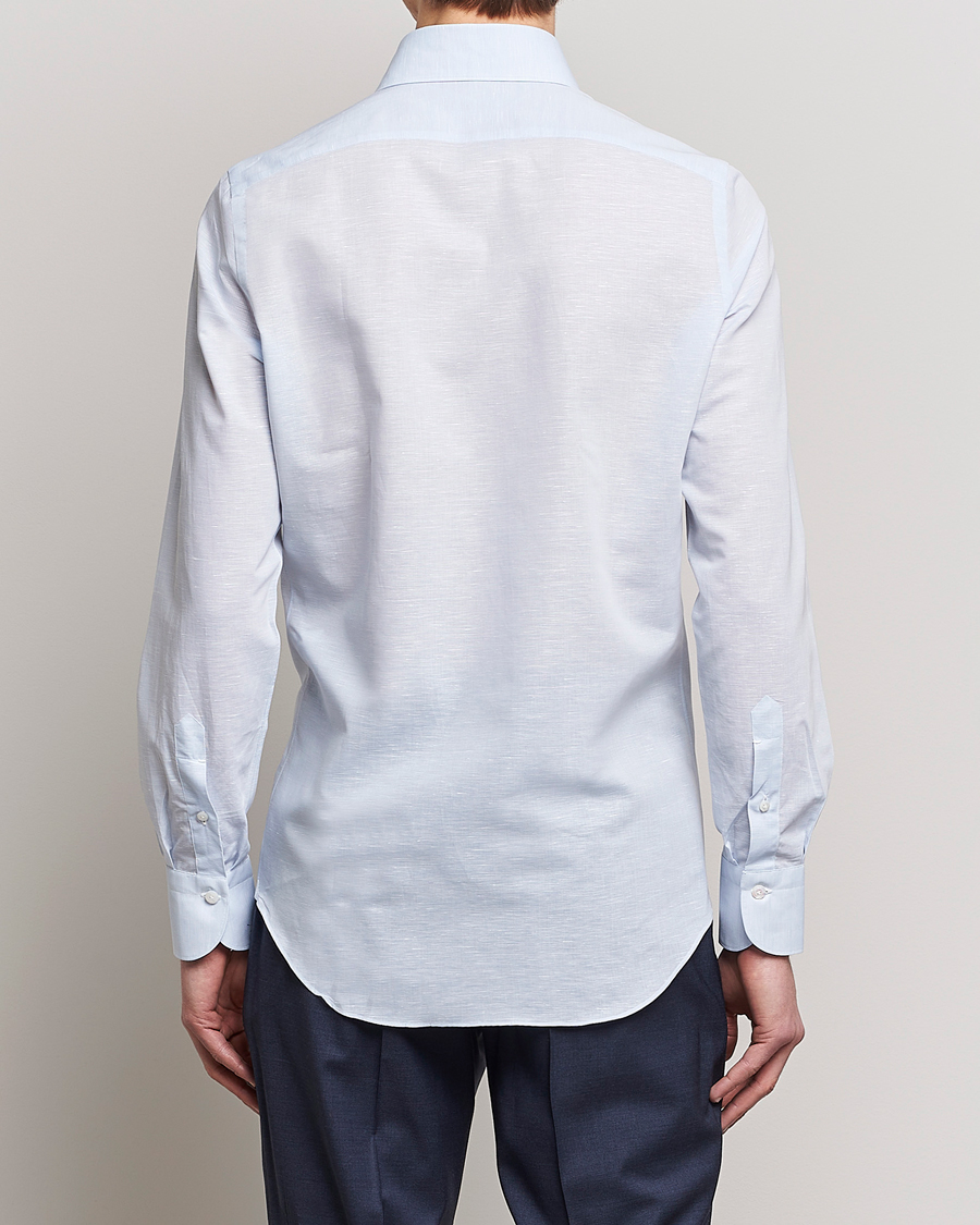 Herren | Hemden | Finamore Napoli | Milano Slim Linen Dress Shirt Light Blue