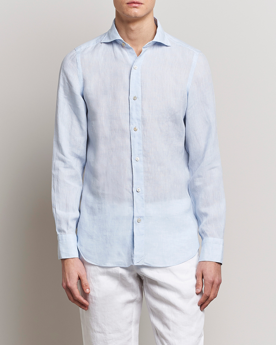 Herren | Finamore Napoli | Finamore Napoli | Tokyo Slim Linen Shirt Light Blue