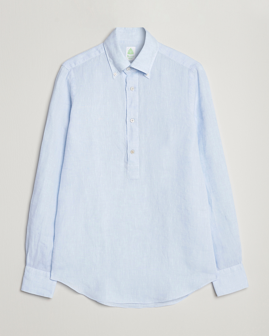 Herren | Hemden | Finamore Napoli | Miami Linen Popover Shirt Light Blue