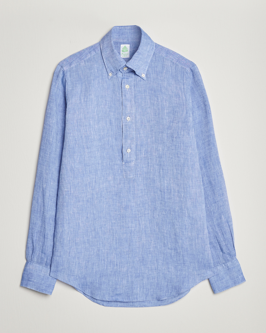 Herren | Hemden | Finamore Napoli | Miami Linen Popover Shirt Dark Blue